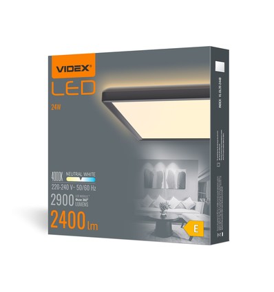 Plafonnier LED 24W, noir - 4000K, IP20 intérieur, Ra 88
