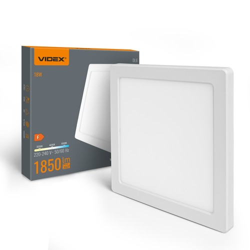 Plafonnier LED carré 18W / panneau encastrable - 1850lm, 3CCT, 21,7 x 21,7 cm, bord blanc, encastré ou en saillie