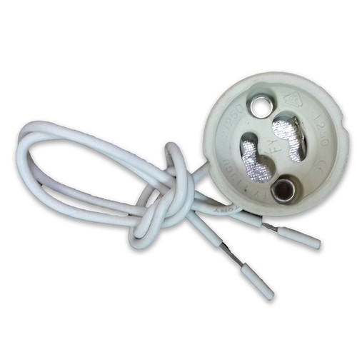 Douille GU10 avec câble 15cm - Blanc, support céramique, IP20