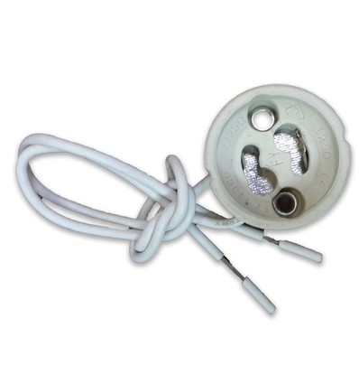 Douille GU10 avec câble 15cm - Blanc, support céramique, IP20
