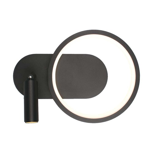 Applique murale design 14W en métal - 1500lm, noir, 360 degrés, IP20, source lumineuse incl.