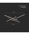 Plafonnier LED 38W - 85x85cm, dimmable, noir, 4000K, design moderne