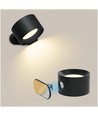 Applique murale rechargeable 4,5W CCT - IP20, ronde, noir mat, rotative à 360°, source lumineuse incluse et télécommande