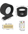 Applique murale rechargeable 4,5W CCT - IP20, ronde, noir mat, rotative à 360°, source lumineuse incluse et télécommande