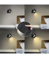Applique murale rechargeable 4,5W CCT - IP20, ronde, noir mat, rotative à 360°, source lumineuse incluse et télécommande