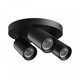Plafonnier rond avec 3 spots, GU10 - Noir, Ø22cm, IP20 intérieur, sans source lumineuse