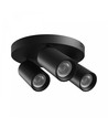 Plafonnier rond avec 3 spots, GU10 - Noir, Ø22cm, IP20 intérieur, sans source lumineuse