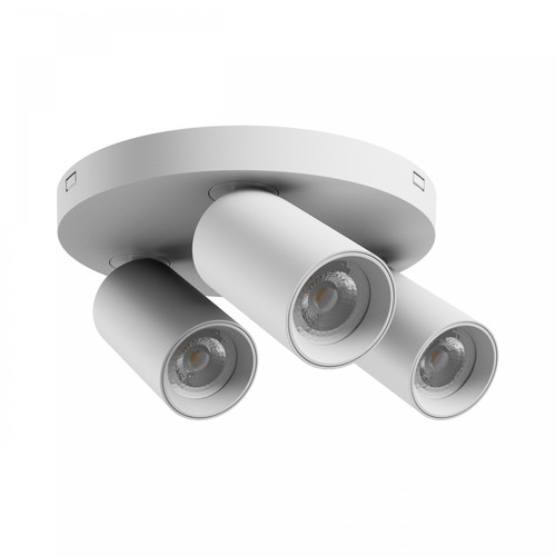 Plafonnier rond avec 3 spots, GU10 - Blanc, Ø22cm, IP20 intérieur, sans source lumineuse