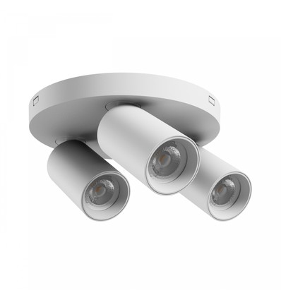 Plafonnier rond avec 3 spots, GU10 - Blanc, Ø22cm, IP20 intérieur, sans source lumineuse