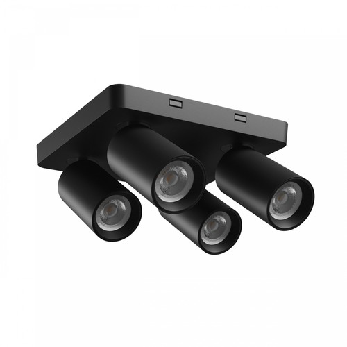 Plafonnier avec 2x2 spots, GU10 - Noir, IP20 intérieur, sans source lumineuse