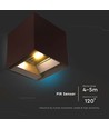 Applique murale solaire LED 9W - IP65, CCT, 3 couleurs de lumière, capteur PIR, boîtier couleur corten