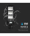 Lampadaire LED solaire 12W - 1200lm, IP65, 6000K, noir, avec panneau solaire et batterie