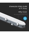 Réglette LED 150cm 48W étanche complète avec éclairage de secours - 120lm/W, IP65, 6500K, câblage traversant