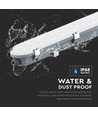 Réglette LED 150cm 48W étanche complète avec éclairage de secours - 120lm/W, IP65, 6500K, câblage traversant