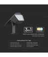 Spot de jardin solaire LED 1,3W avec piquet - CCT réglable, IP65, lampe solaire