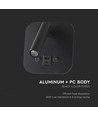 Applique de lit LED 8W avec chargement USB - Noir, 3000K, puce CREE, USB-A et USB-C