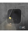 Applique de lit LED 8W avec chargement USB - Noir, 3000K, puce CREE, USB-A et USB-C