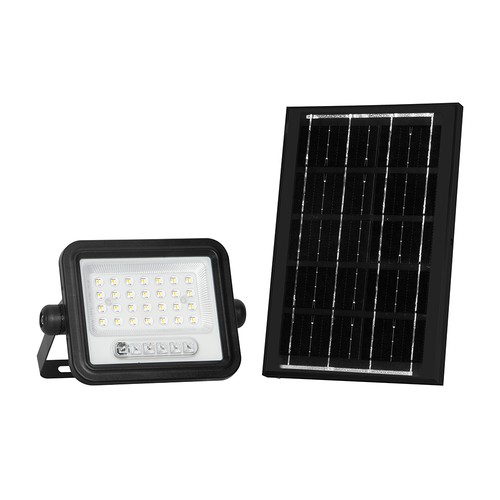 Projecteur LED Solaire 50W - 700lm, CCT 2000K-8000K, indicateur de batterie, noir, extérieur