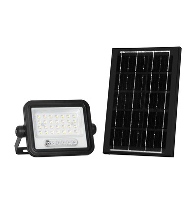 Projecteur LED Solaire 50W - 700lm, CCT 2000K-8000K, indicateur de batterie, noir, extérieur