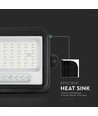 Projecteur LED Solaire 50W - 700lm, CCT 2000K-8000K, indicateur de batterie, noir, extérieur