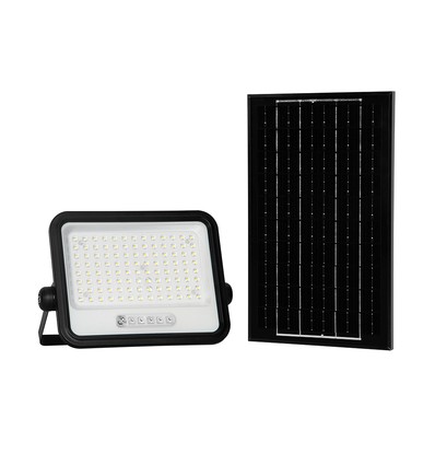 Projecteur LED Solaire 10W - 1700lm, IP65, avec panneau solaire et détecteur