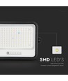 Projecteur LED Vt-304w 300W - avec panneau solaire, CCT : 7 en 1, boîtier noir, avec indicateur de batterie, IP65