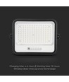 Projecteur LED Vt-304w 300W - avec panneau solaire, CCT : 7 en 1, boîtier noir, avec indicateur de batterie, IP65