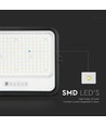 Projecteur LED Solaire 400W, 7-en-1 CCT - IP65, noir, batterie LiFePO4, avec panneau solaire et indicateur de batterie
