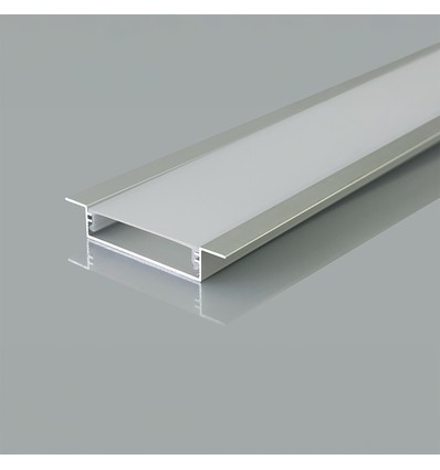Kit de montage VT-71002 2000mm - avec diffuseur pour bande LED, encastré, 40x10mm, argent