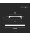 Kit de montage VT-71002 2000mm - avec diffuseur pour bande LED, encastré, 40x10mm, argent
