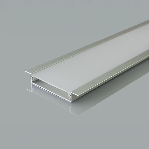 Profilé encastrable 2m pour rubans LED - Aluminium argent, avec diffuseur, pour rubans jusqu