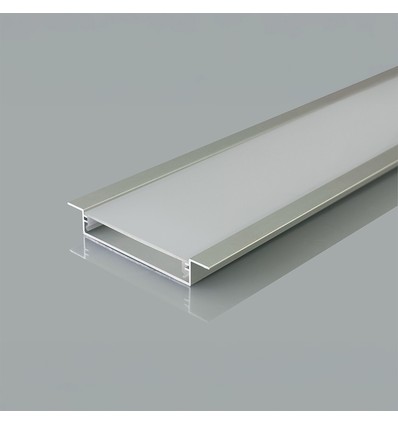 Profilé encastrable 2m pour rubans LED - Aluminium argent, avec diffuseur, pour rubans jusqu