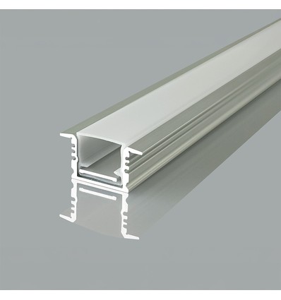 Profilé encastrable 2m, aluminium - Avec diffuseur, pour rubans LED jusqu'à 14,1mm, argent, IP20