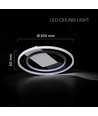Plafonnier LED 50W, CCT 3-en-1 - Ø50,5cm, bord blanc/noir, télécommande incluse