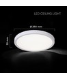 Plafonnier LED 36W avec télécommande - Ø39cm, CCT 3-en-1, bord blanc/noir, source lumineuse incluse