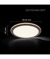 Plafonnier LED 36W design bois - Ø41cm, CCT, dimmable avec télécommande, IP20 intérieur