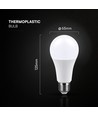 Ampoule LED E27 15W - A65, 1521lm, angle 200°, remplace 100W
