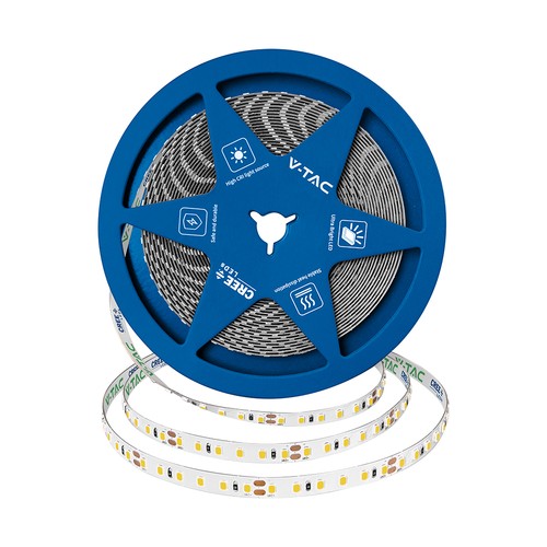 Bande LED 120 VT-2835 10W/m - puce Cree 3000K IP20 24V 8mm double PCB (10m/rouleau) (prix au mètre)