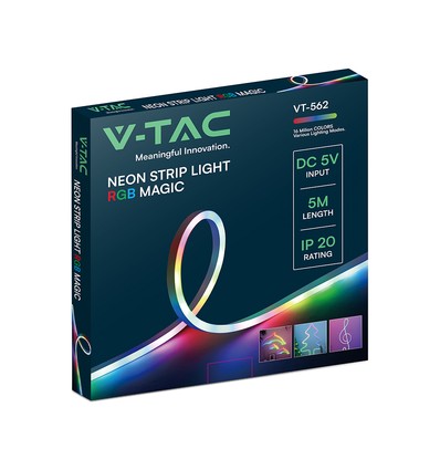 Kit LED Neon Flex RGBIC 5m - 5V USB, application Bluetooth, télécommande