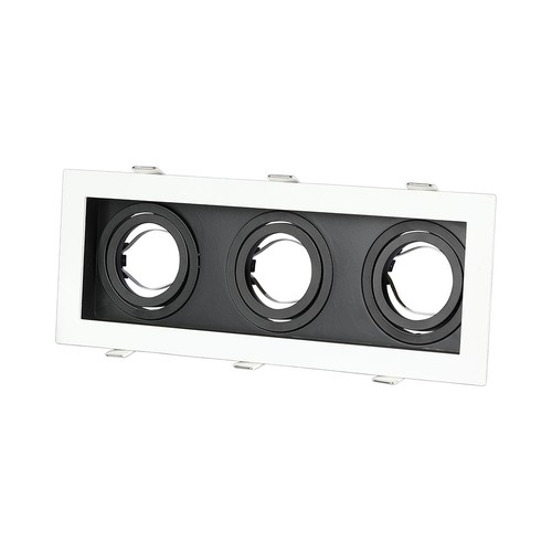 Spot encastrable 3xGU10, carré - Blanc/Noir, aluminium, sans source lumineuse, perçage : Ø256x85mm, dimensions : 270x100mm