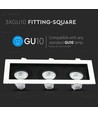 Spot encastrable 3xGU10, carré - Blanc/Noir, aluminium, sans source lumineuse, perçage : Ø256x85mm, dimensions : 270x100mm