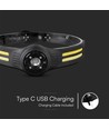 Lampe frontale LED rechargeable 3W+5W - 470lm, grand angle 230°, IP44, batterie incluse