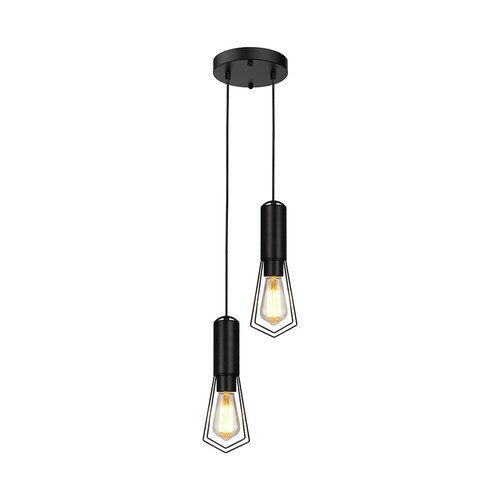 Suspension design pour 2xE27 - Noir mat, Ø11x31,7cm, sans source lumineuse