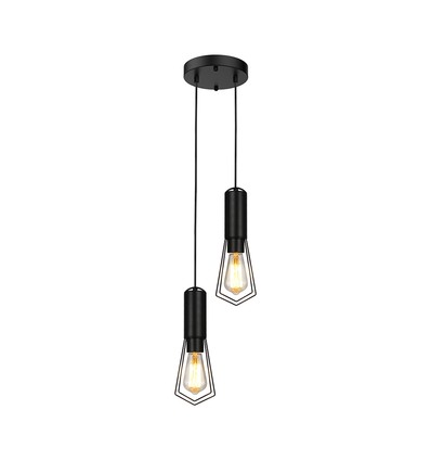 Suspension design pour 2xE27 - Noir mat, Ø11x31,7cm, sans source lumineuse