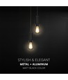 Suspension design pour 2xE27 - Noir mat, Ø11x31,7cm, sans source lumineuse