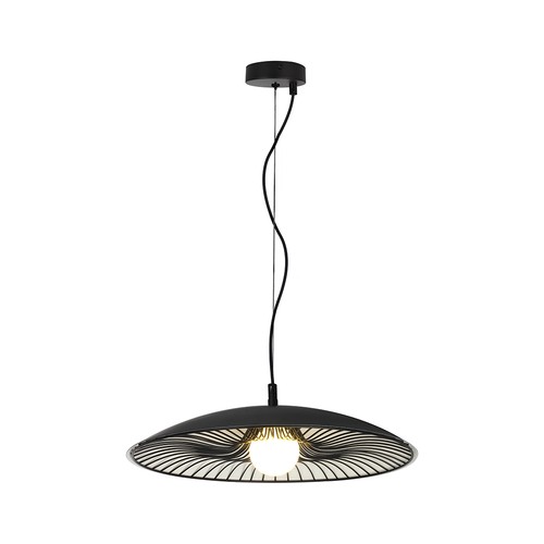 Suspension design - Ø60cm, douille G9, métal noir/blanc et verre, sans source lumineuse