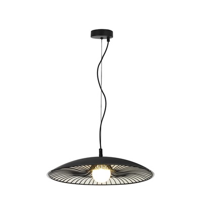Suspension design - Ø60cm, douille G9, métal noir/blanc et verre, sans source lumineuse