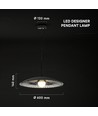 Suspension design - Ø60cm, douille G9, métal noir/blanc et verre, sans source lumineuse