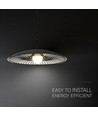 Suspension design - Ø60cm, douille G9, métal noir/blanc et verre, sans source lumineuse