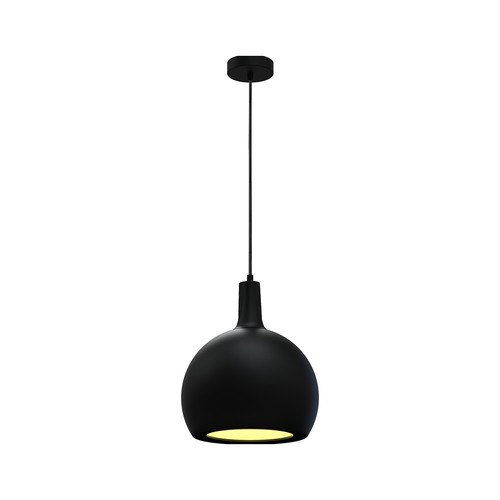 Suspension design E27, Ø28cm - Noir, métal et céramique, sans source lumineuse, max 60W